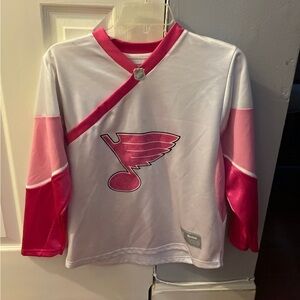 Kids Pink and White Blues NHL Jersey - Reebok